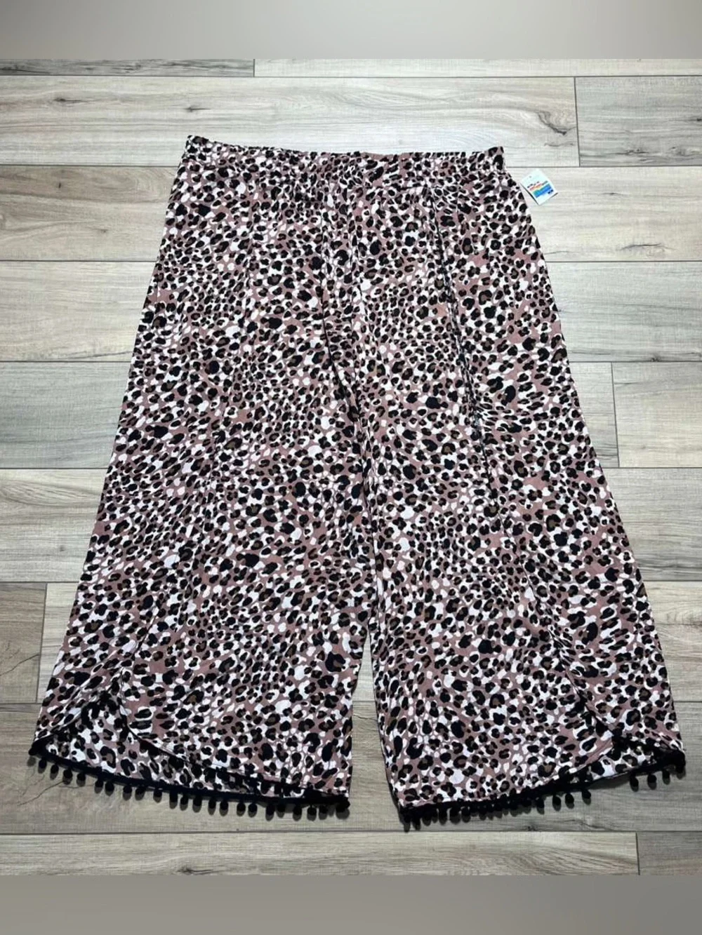 Time And Tru Womens Cheetah Print Tulip Hem Coverup Pants Size 3X Multicolor